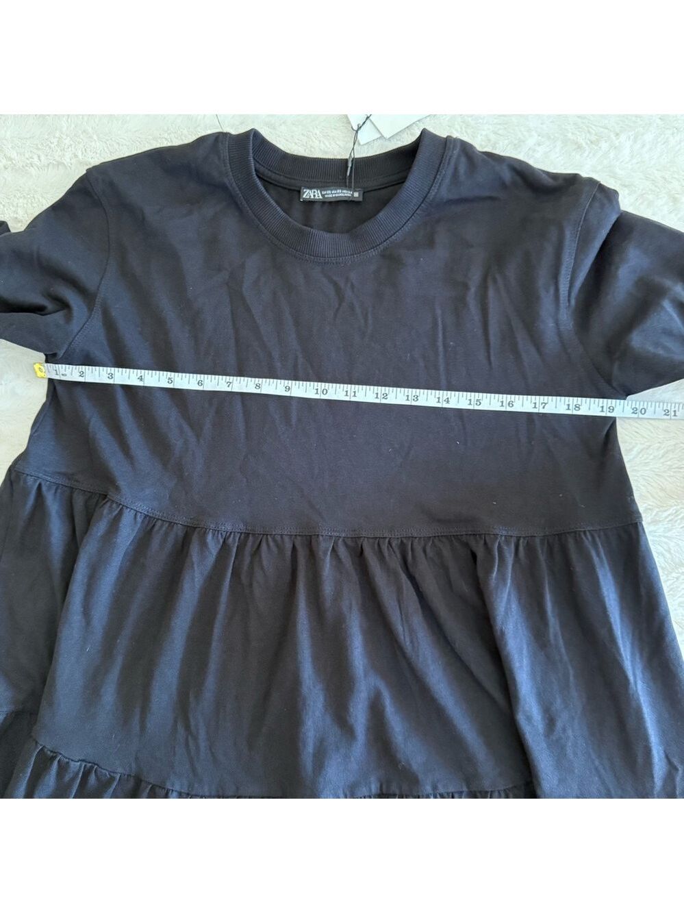 Zara Black Ribbed Collar Top - Picture 7 of 8